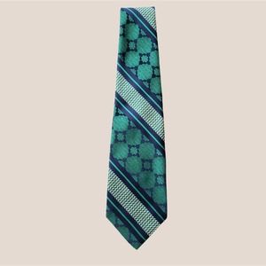 Givenchy Green and Blue Geometric Silk Tie